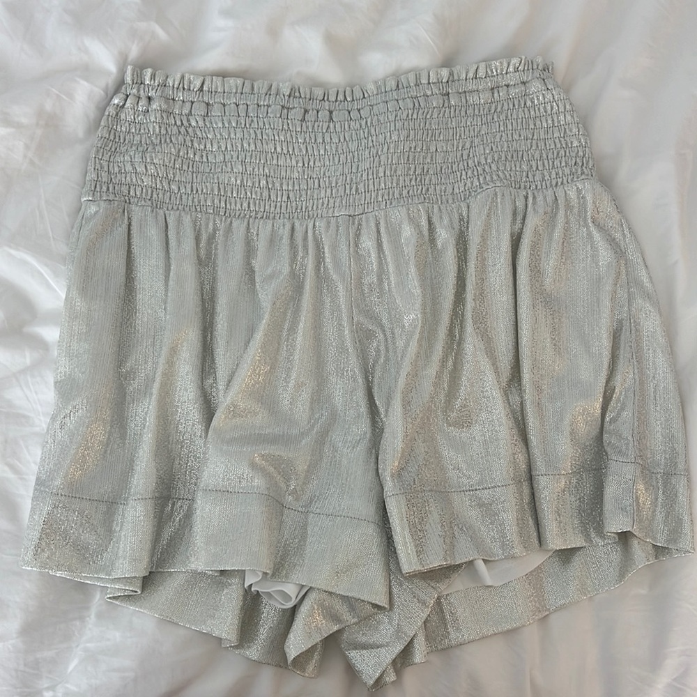 Sparkle silver shorts, looks like a skirt
